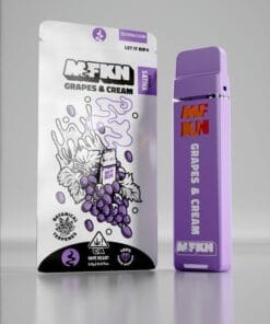 MFKN Disposable 2G Grapes and Cream vape featuring smooth grape and creamy dessert-inspired flavor with compact premium disposable design