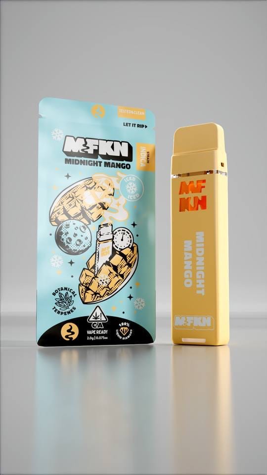 MFKN Disposable 2G Midnight Mango vape featuring rich tropical mango flavor, smooth performance, and compact premium disposable design