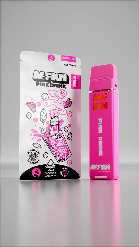 MFKN Disposable 2G Pink Drink vape featuring sweet creamy berry flavor, smooth performance, and compact premium disposable design